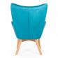 КРЕСЛО CARLOTA КАДИФЕ С ПОДЛОЖКА ЗА КРАКА И ВЪЗГЛАВНИЦА ТЮРКОАЗ